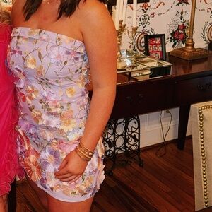 HerringStones Lavender Floral Embroidered Dress